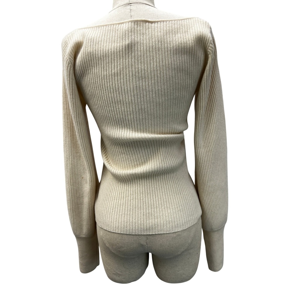 Reformation Cashmere Blend Sweater Womens Medium Cream Good Ribbed Cut Out - Picture 4 of 8